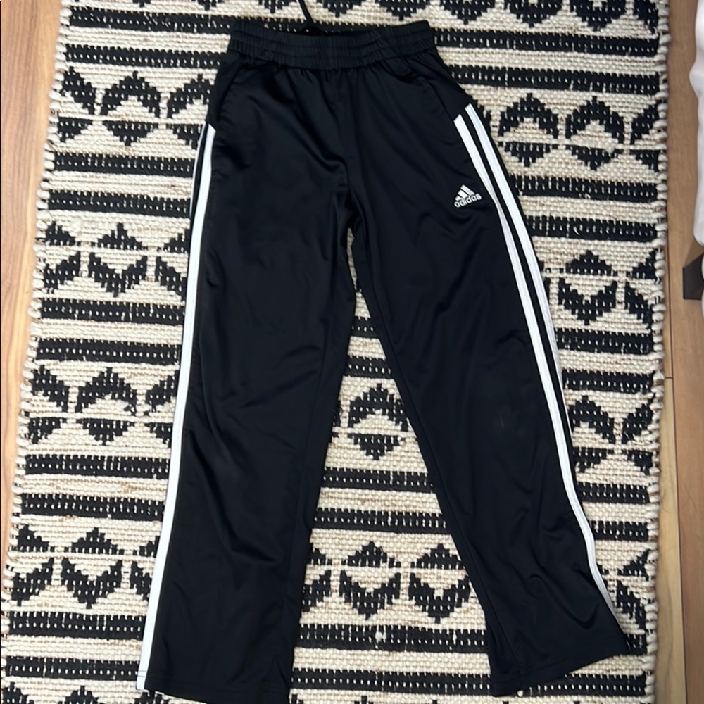 Adidas Kids Black Joggers with White Stripes